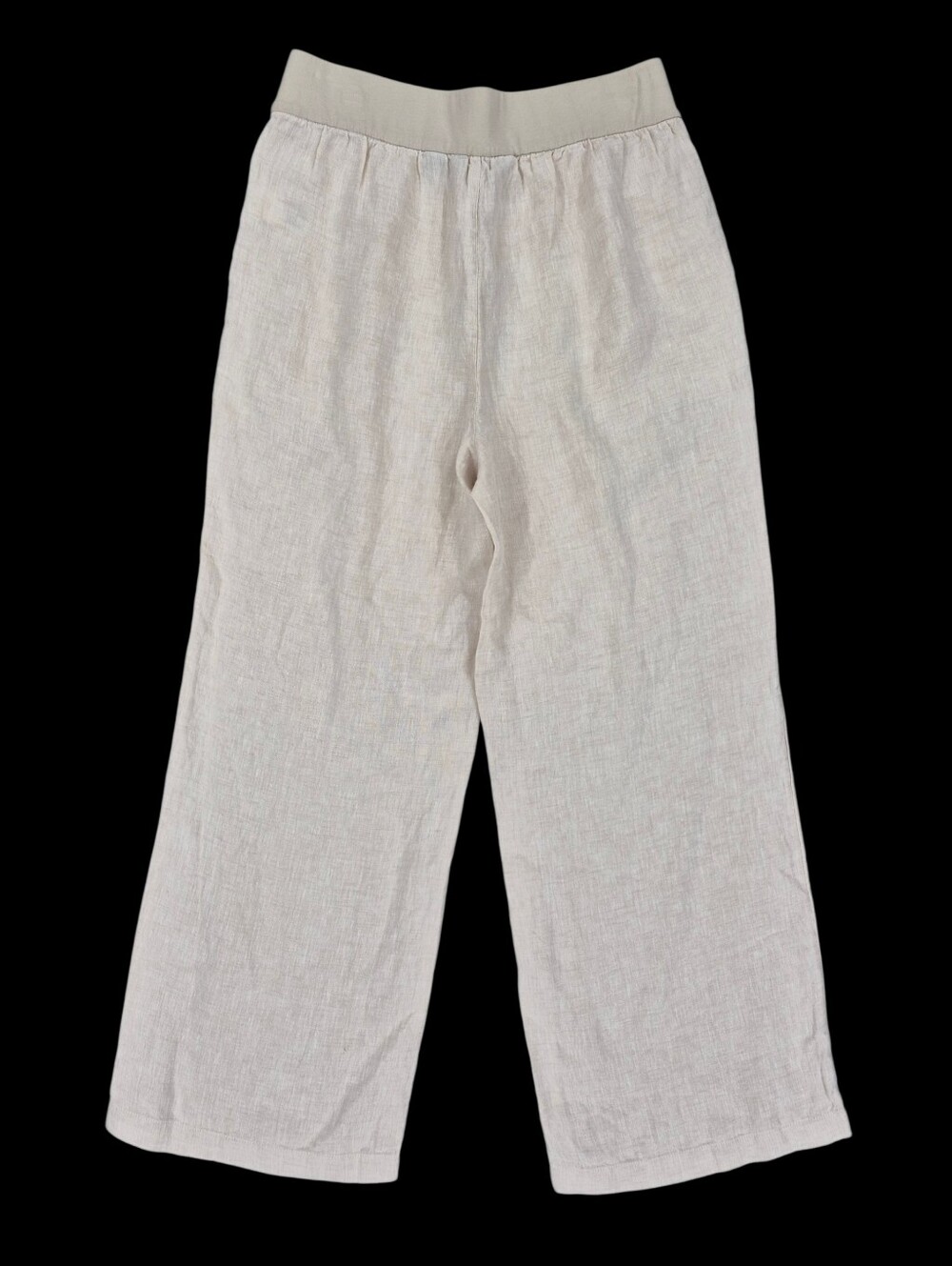 Lands End Pull On Linen pants women's 12P cream wide leg super soft waistband - Picture 2 of 11